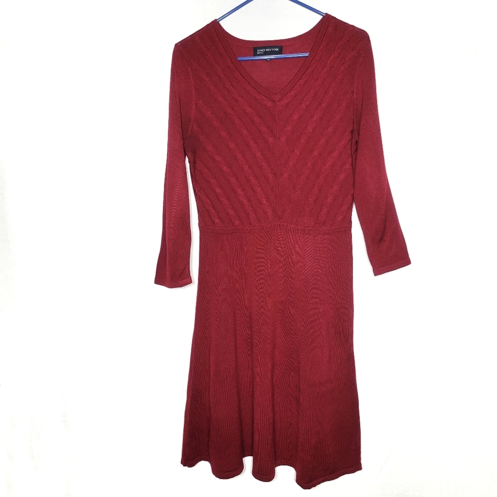 Red sweater dress size S Jones New York longsleeve small women's